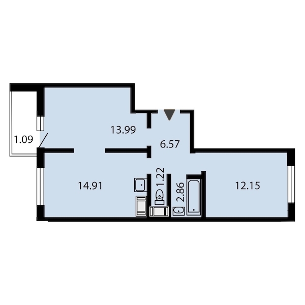 2-комнатная, 53 м² — ЖК ЖК Звездный дуэт