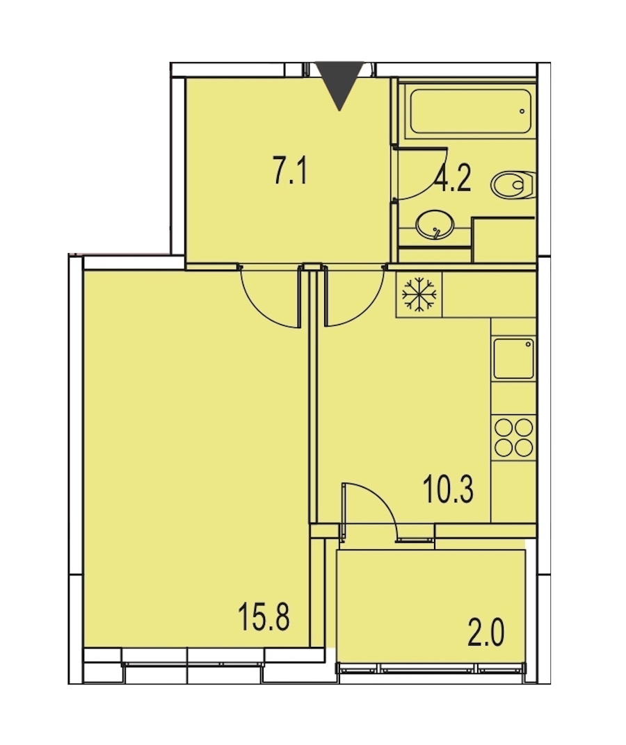 1-комнатная, 39 м² — ЖК ЖК Лайф Лесная