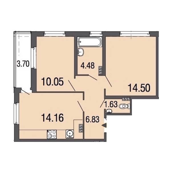 2-комнатная, 52 м² — ЖК ЖК ЭкоСити