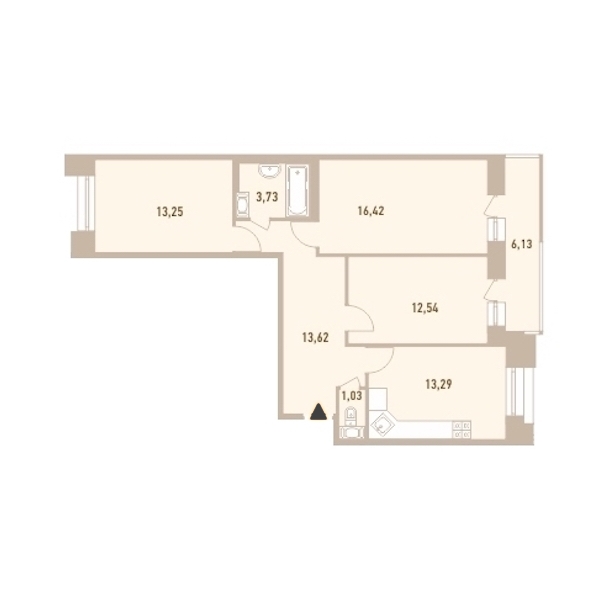 3-комнатная, 76 м² — ЖК ЖК Новый Лесснер