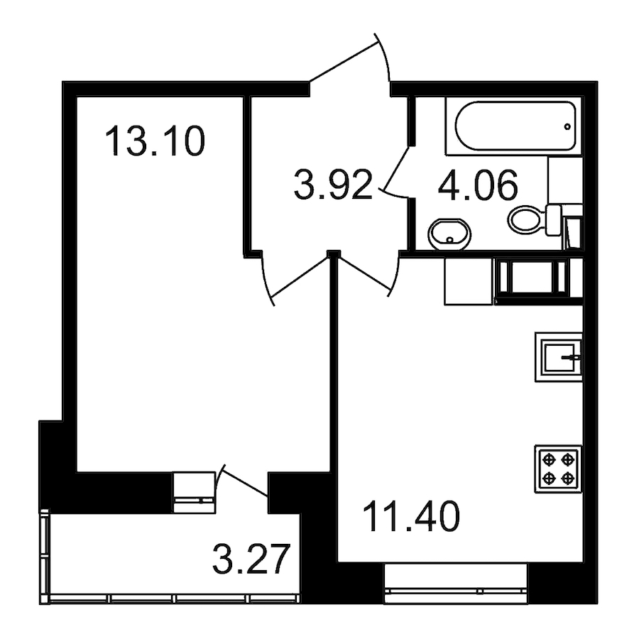 1-комнатная, 36 м² — ЖК ЖК Елизаровский