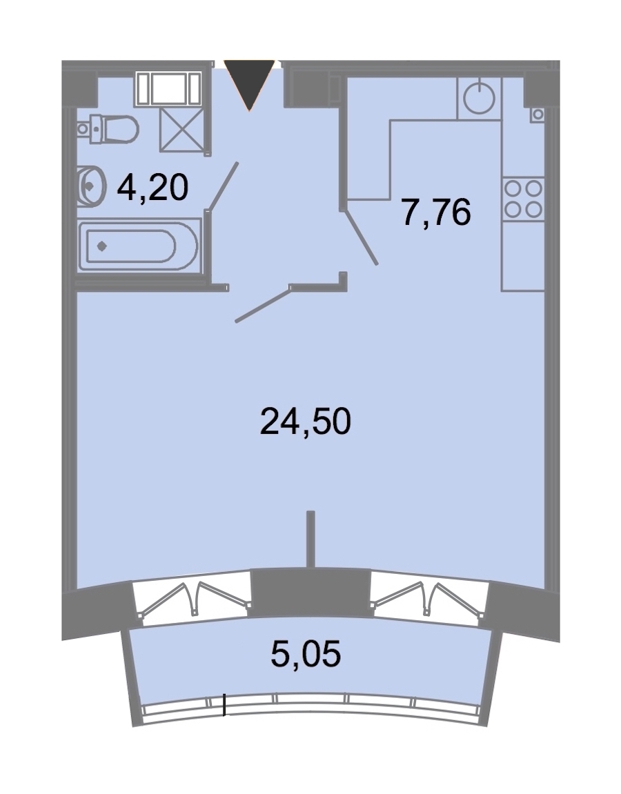 1-комнатная, 44 м² — ЖК ЖК Архитектор