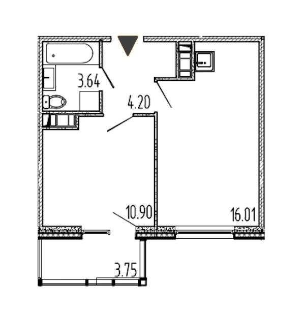 1-комнатная, 35 м² — ЖК ЖК Полис на московской