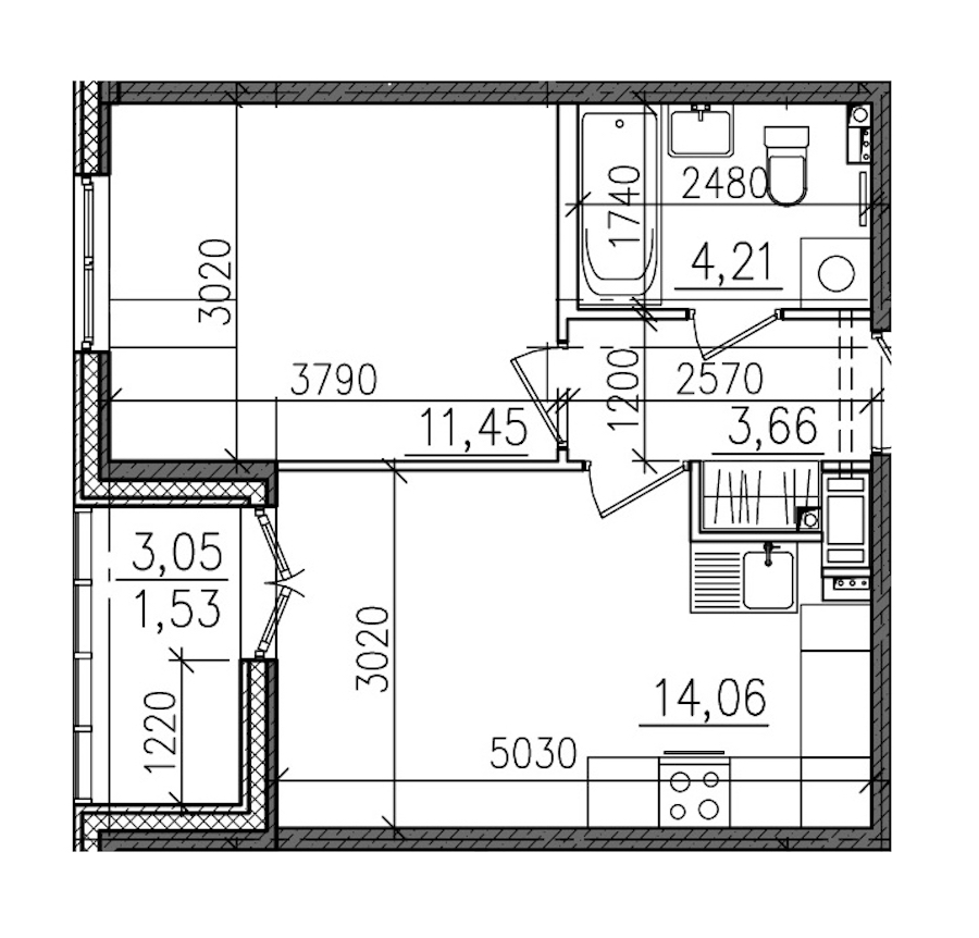1-комнатная, 35 м² — ЖК ЖК Янила Драйв