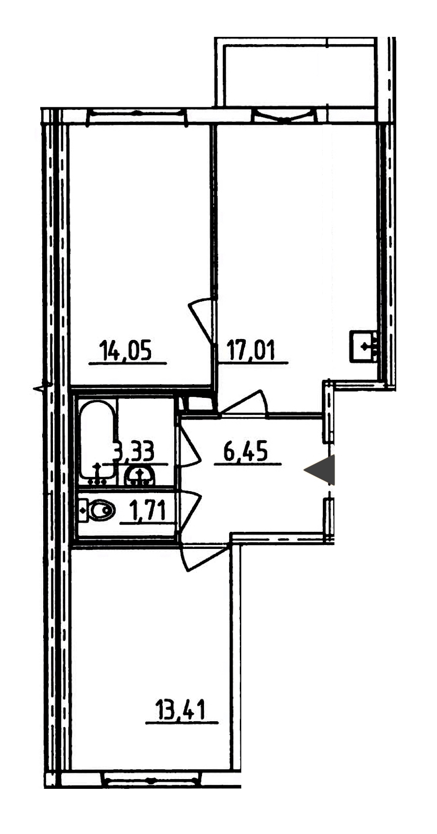 2-комнатная, 58 м² — ЖК ЖК Аэросити