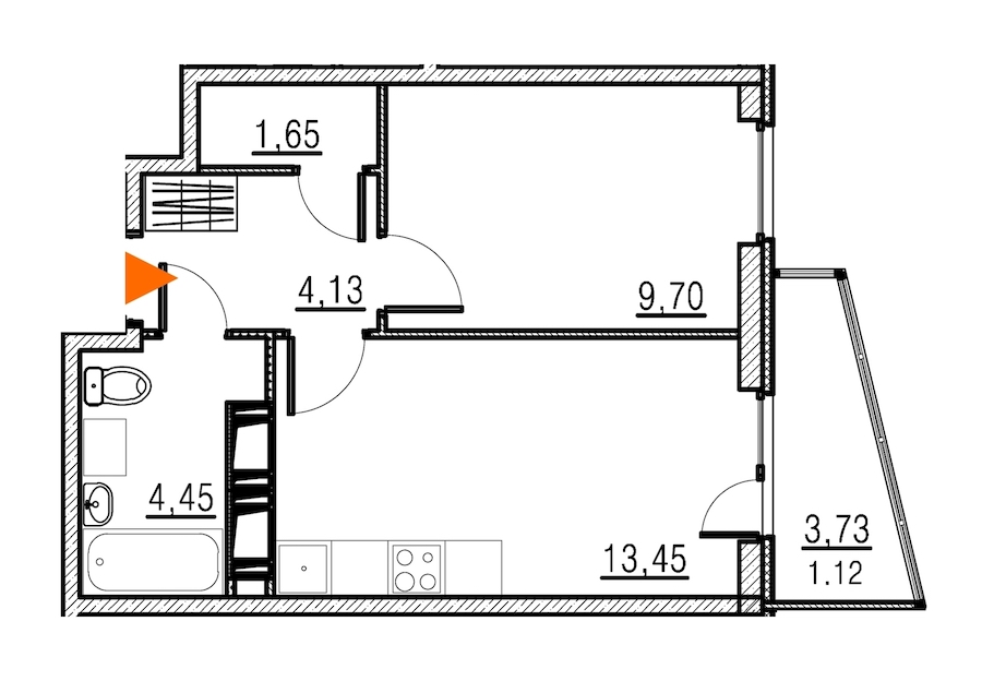 1-комнатная, 33 м² — ЖК ЖК Муринские высоты