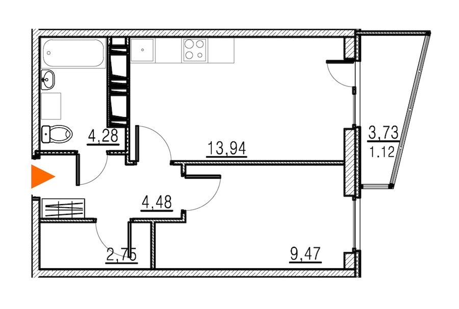 1-комнатная, 35 м² — ЖК ЖК Муринские высоты
