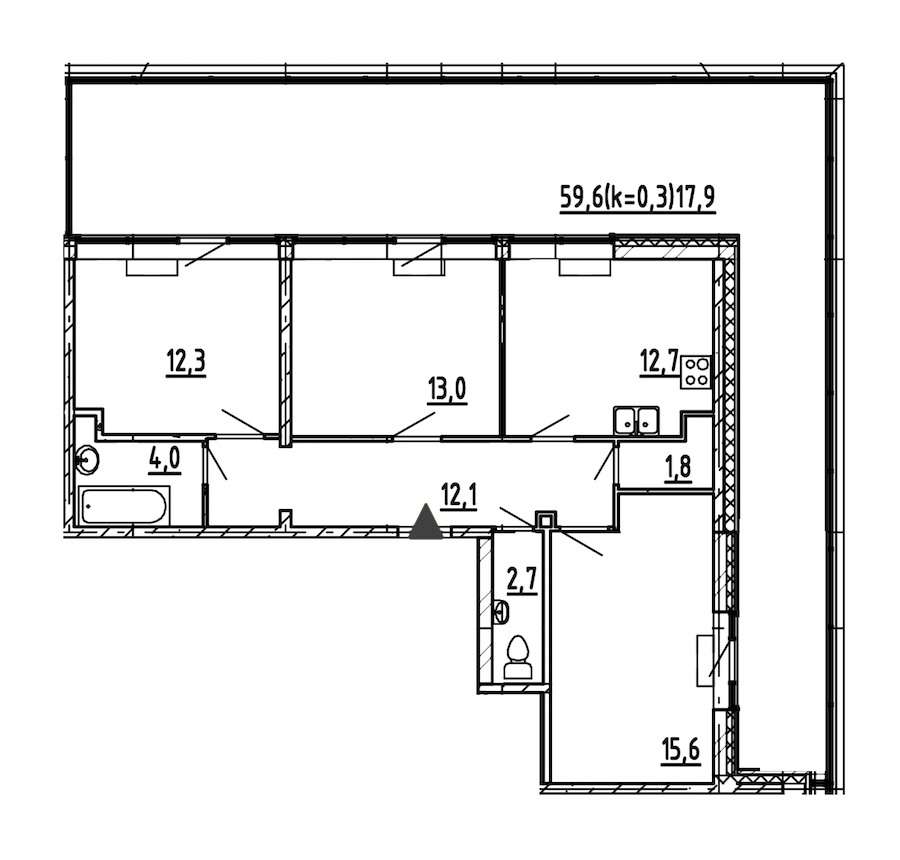 3-комнатная, 92 м² — ЖК ЖК Эталон на Неве