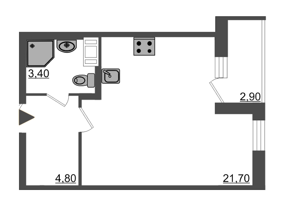 Студия, 31 м² — ЖК ЖК Энфилд
