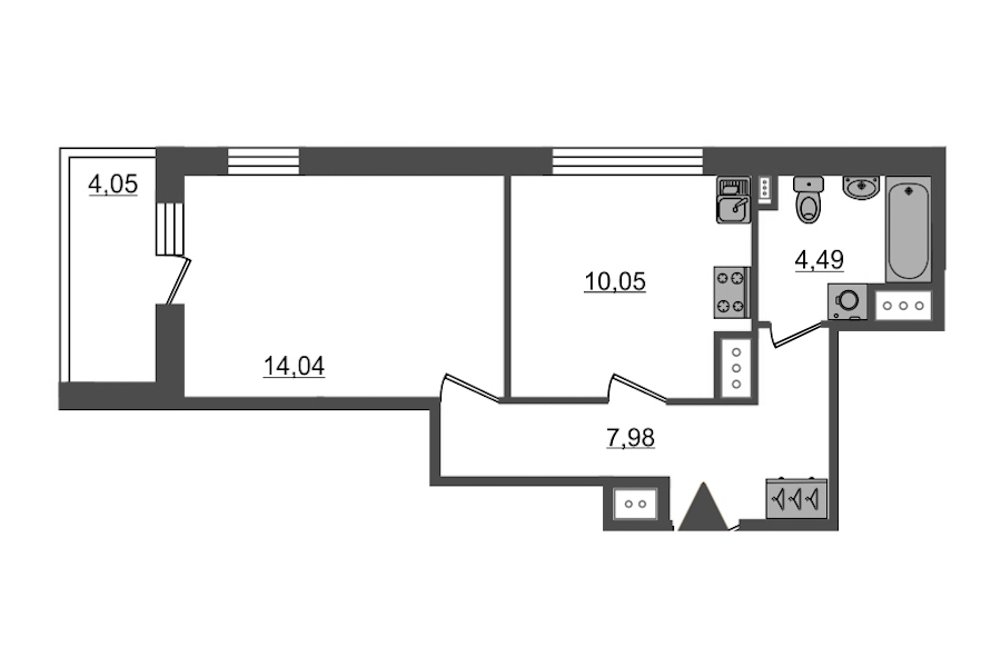 1-комнатная, 37 м² — ЖК ЖК Пульс на набережной (ЖК Pulse на набережной)