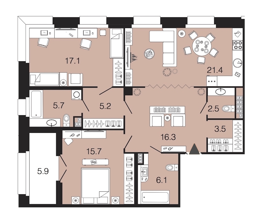 2-комнатная, 94 м² — ЖК ЖК Futurist (Футурист)