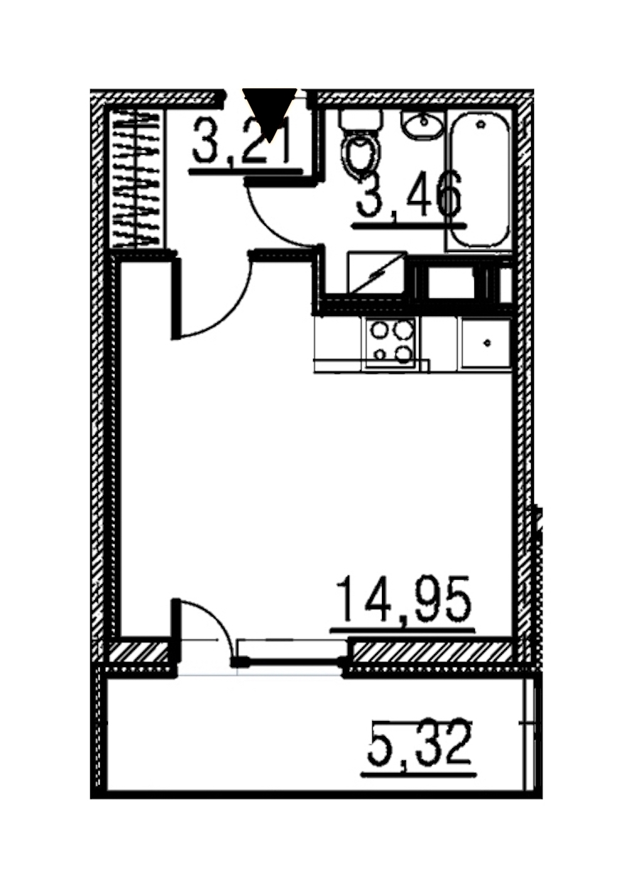 Студия, 22 м² — ЖК ЖК Мурино Парк