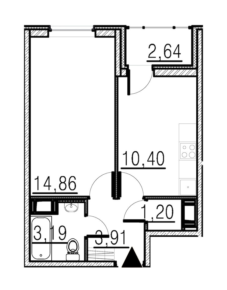 1-комнатная, 34 м² — ЖК ЖК Мурино Парк
