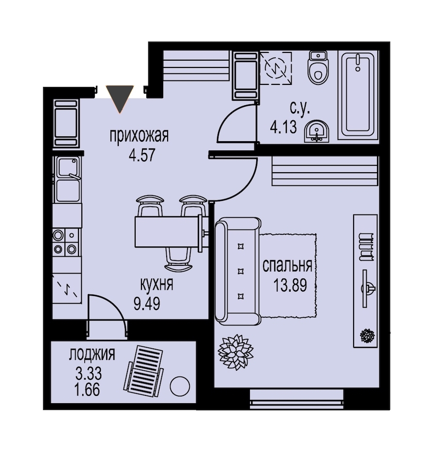 1-комнатная, 34 м² — ЖК ЖК ID Мурино (Айди Мурино)