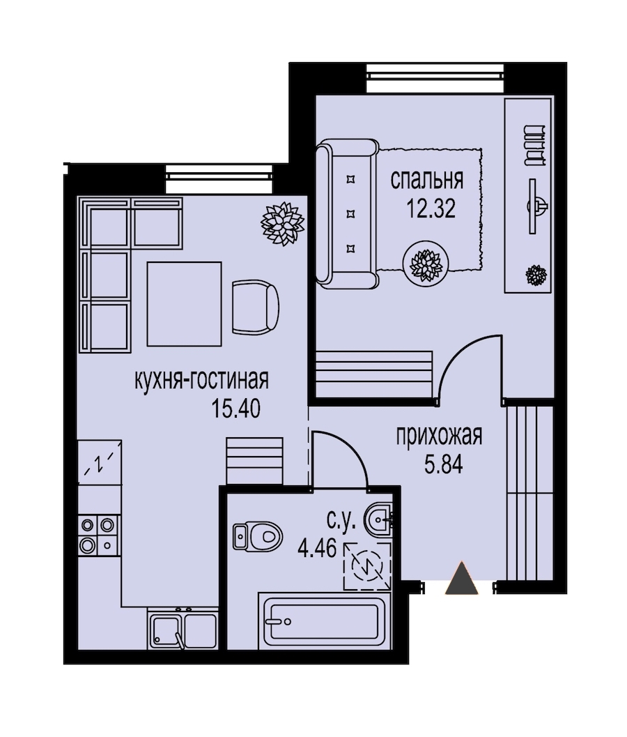 1-комнатная, 38 м² — ЖК ЖК ID Мурино (Айди Мурино)