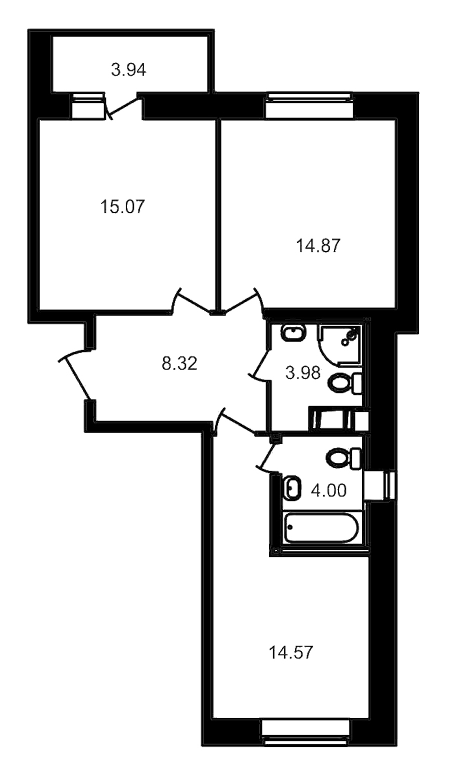 2-комнатная, 65 м² — ЖК ЖК Северный