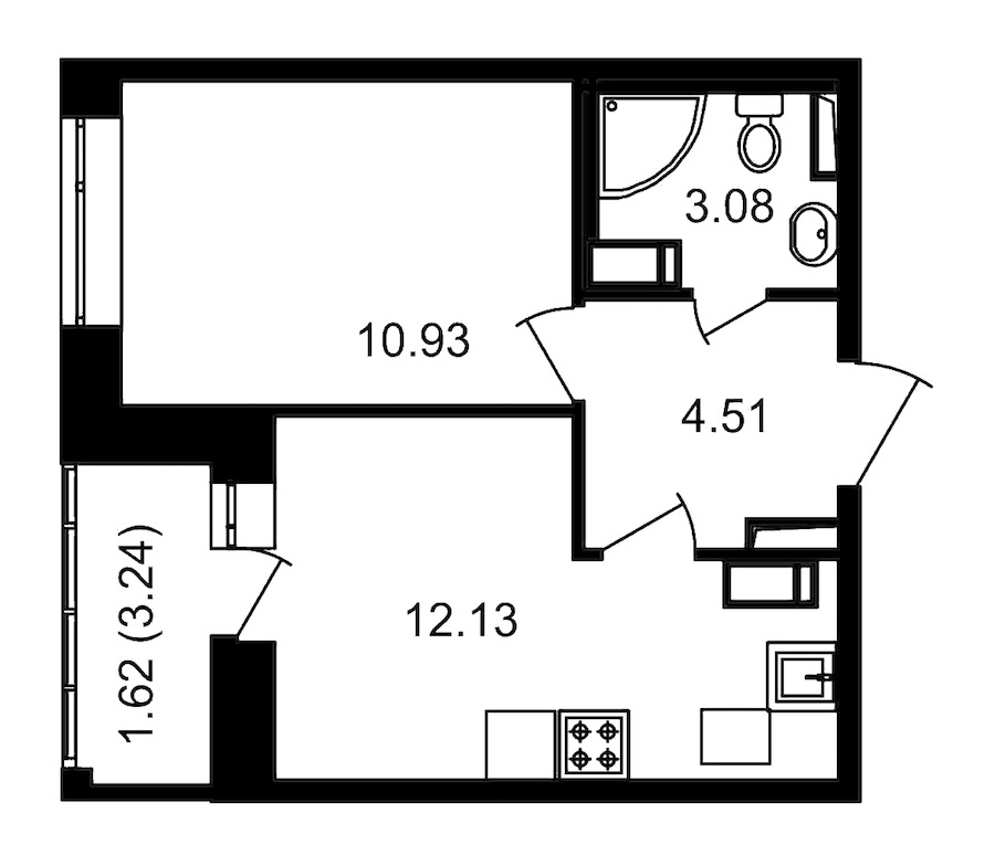 1-комнатная, 34 м² — ЖК ЖК Елизаровский