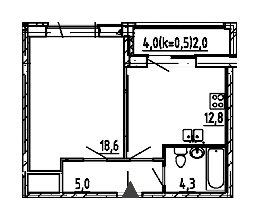 1-комнатная, 43 м² — ЖК ЖК Эталон на Неве