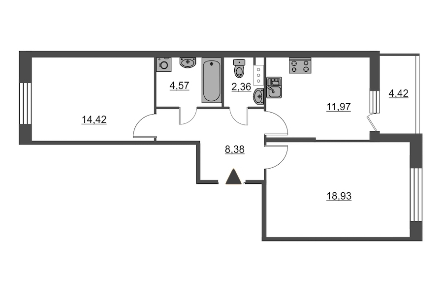 2-комнатная, 61 м² — ЖК ЖК Притяжение