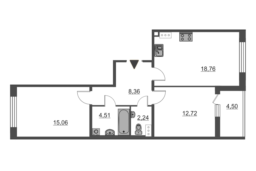 2-комнатная, 62 м² — ЖК ЖК Притяжение