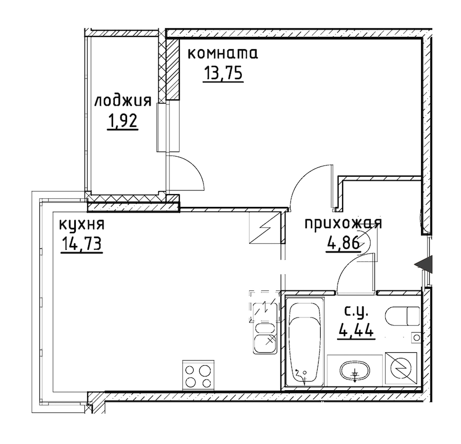 1-комнатная, 40 м² — ЖК ЖК Айди Кудрово (ID Kudrovo)