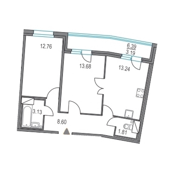 2-комнатная, 53 м² — ЖК ЖК Приморский квартал
