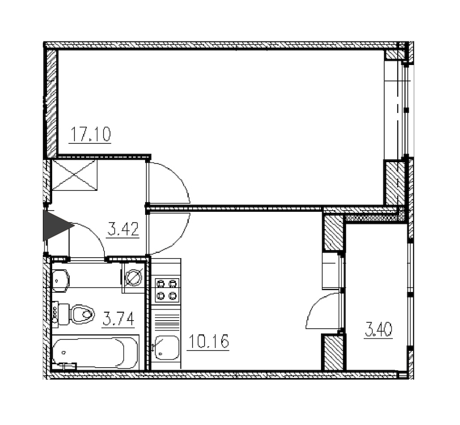 1-комнатная, 34 м² — ЖК ЖК Фортеция