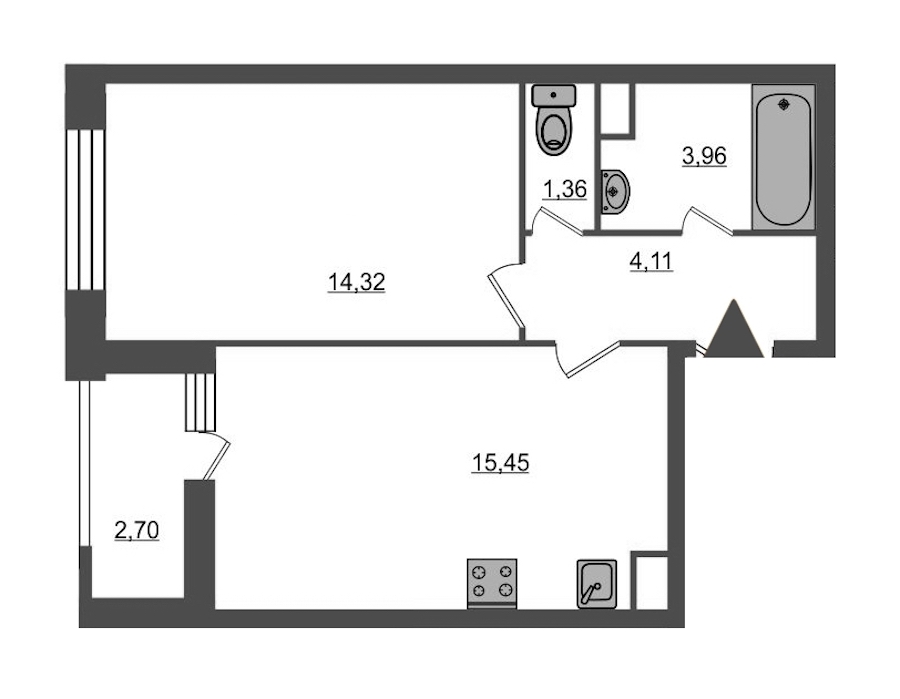 1-комнатная, 41 м² — ЖК ЖК Нью Тайм (New Time)