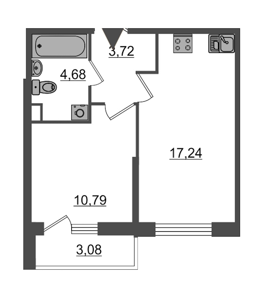 1-комнатная, 40 м² — ЖК Ап-квартал Московский (Up-квартал Московский)