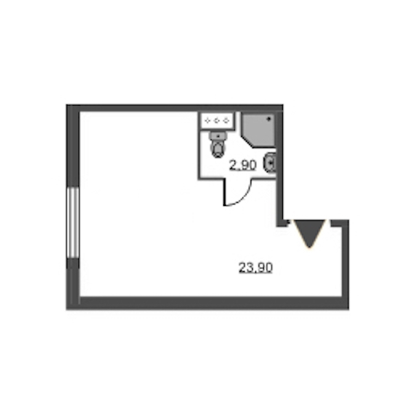 Студия, 27 м² — ЖК Апарт-комплекс Zoom Apart (Зум Апарт)