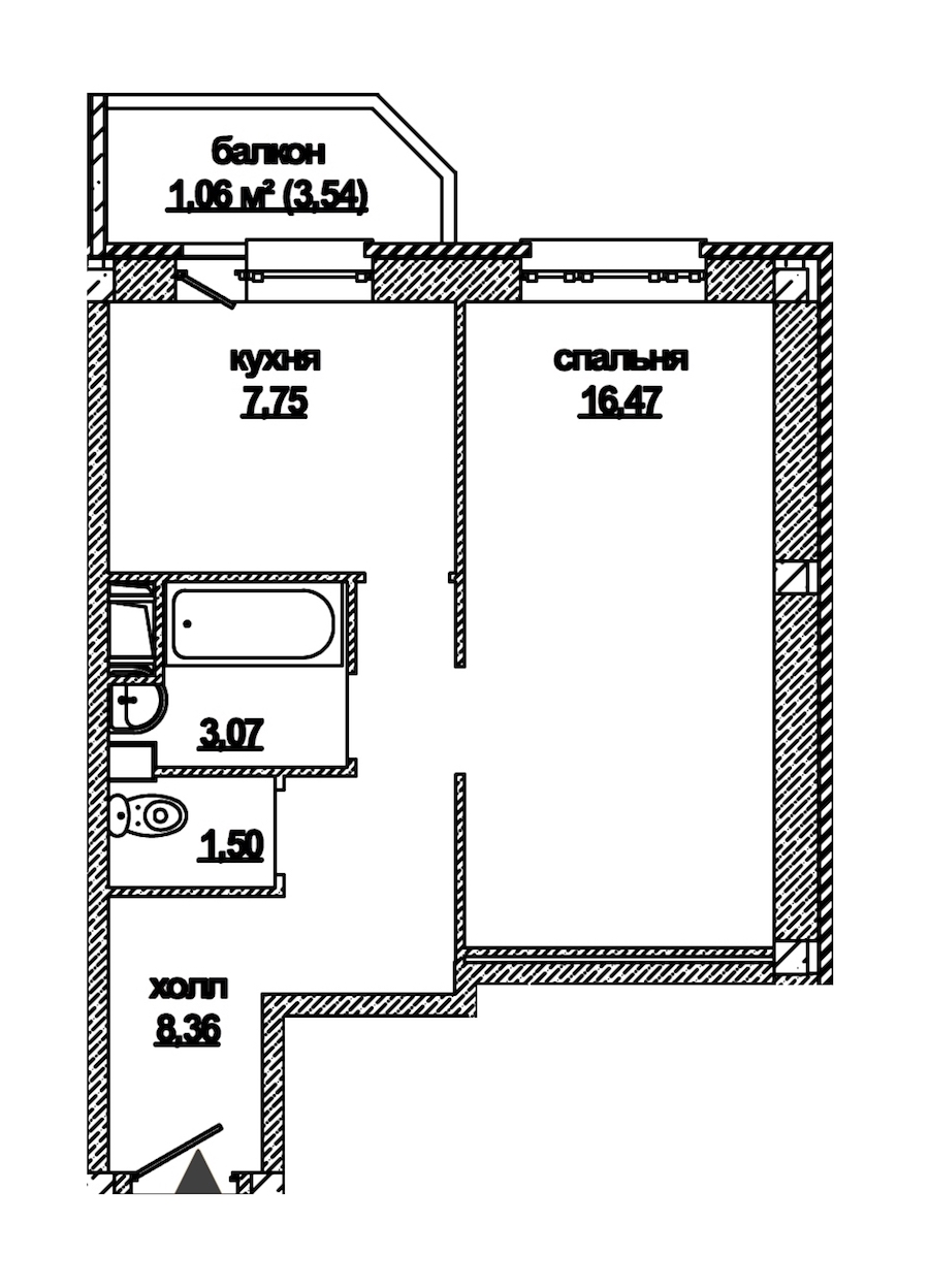 1-комнатная, 38 м² — ЖК ЖК Дружба