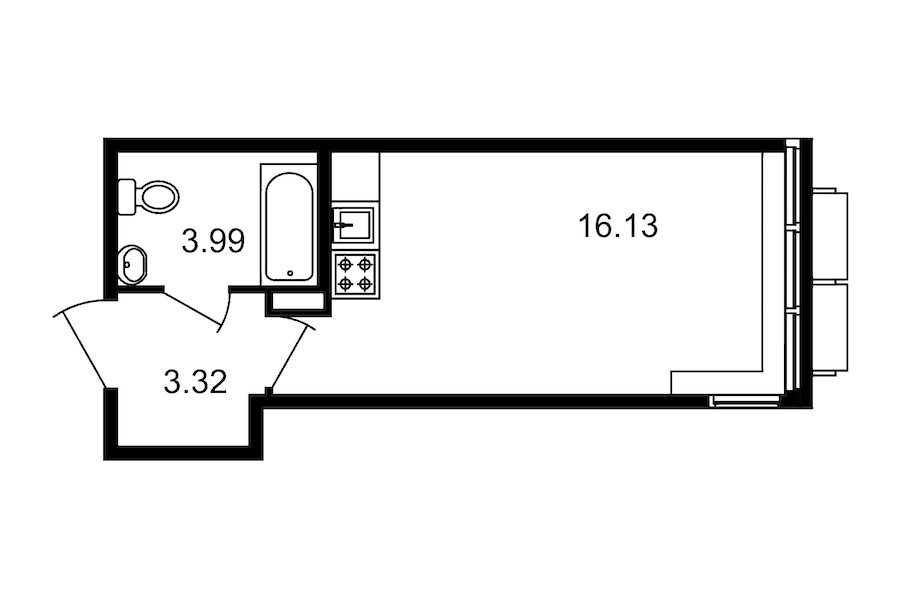 Студия, 23 м² — ЖК Клубный дом Волковский