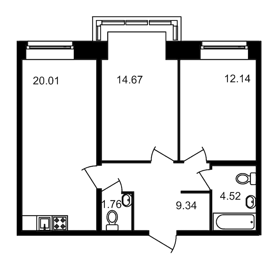 2-комнатная, 62 м² — ЖК Клубный дом Волковский
