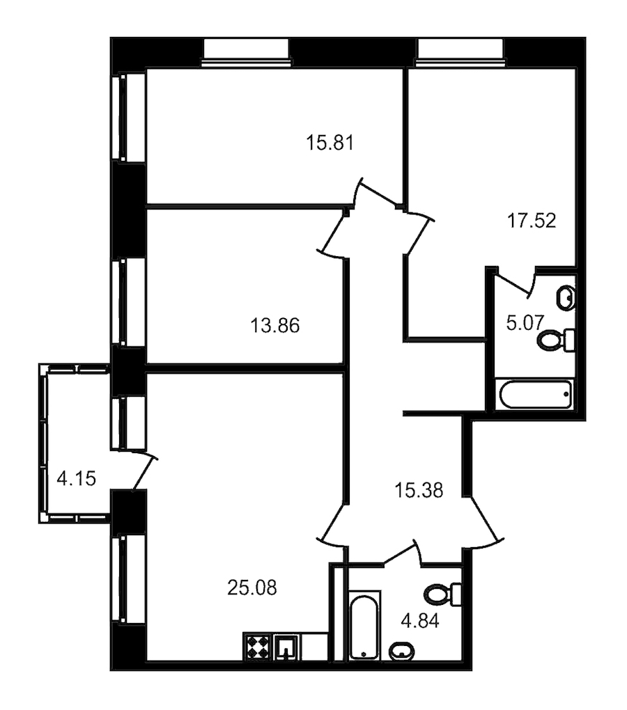 3-комнатная, 102 м² — ЖК Клубный дом Волковский