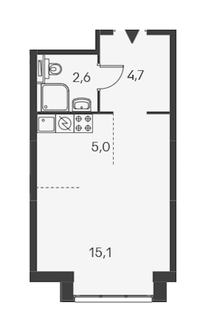 Студия, 26 м² — ЖК ЖК Дальневосточный 15