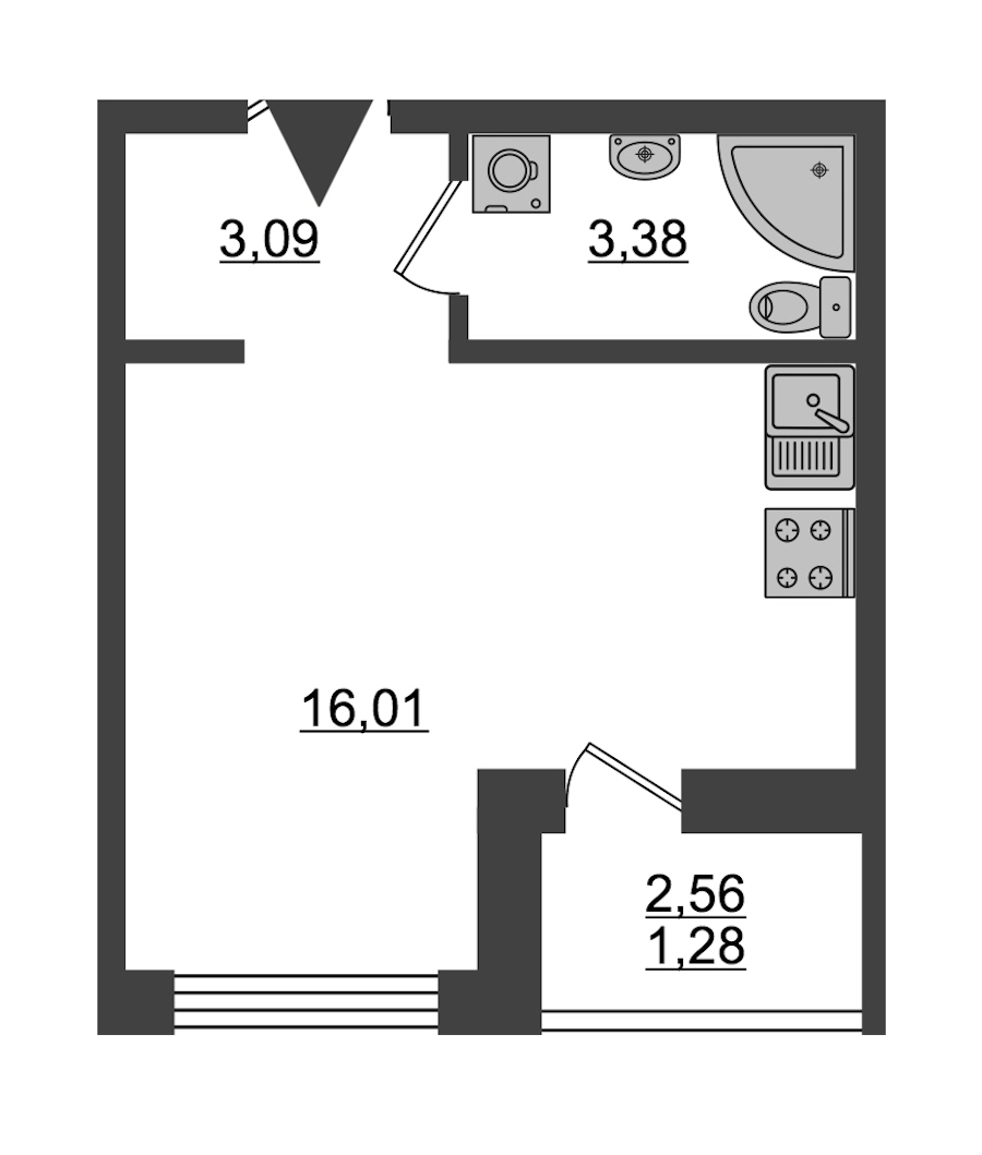 Студия, 24 м² — ЖК ЖК ID Мурино (Айди Мурино)