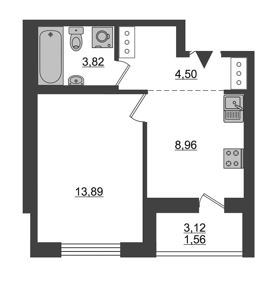 1-комнатная, 33 м² — ЖК ЖК ID Мурино (Айди Мурино)
