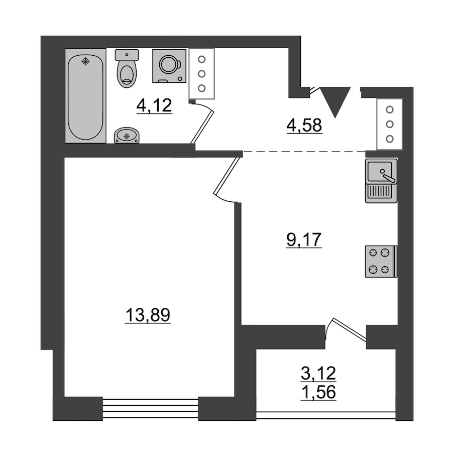 1-комнатная, 33 м² — ЖК ЖК ID Мурино (Айди Мурино)