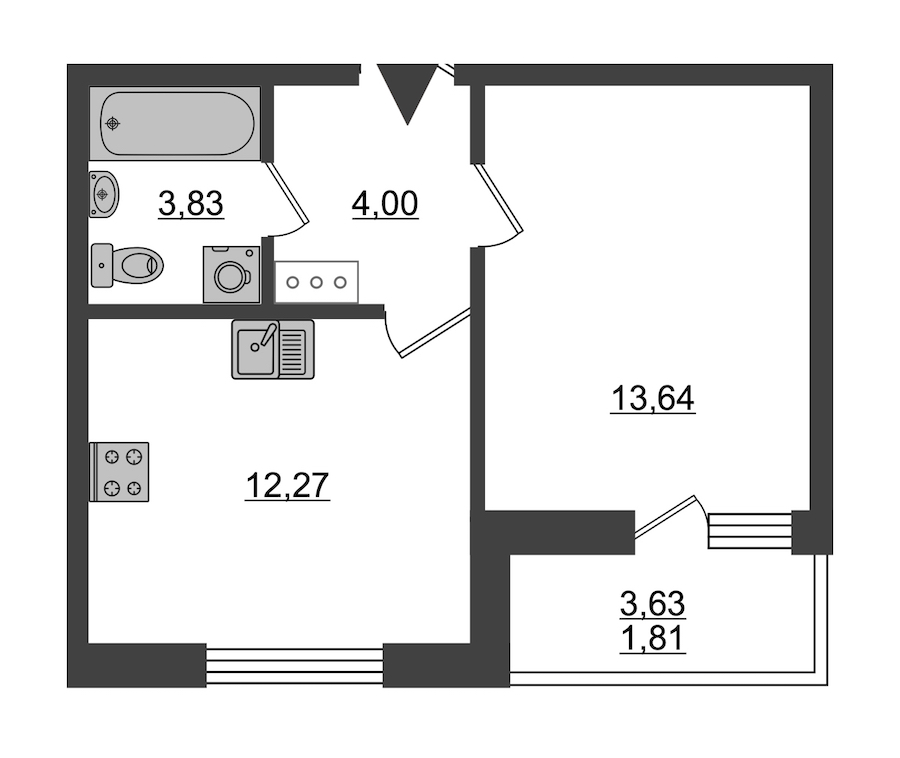 1-комнатная, 36 м² — ЖК ЖК ID Мурино (Айди Мурино)