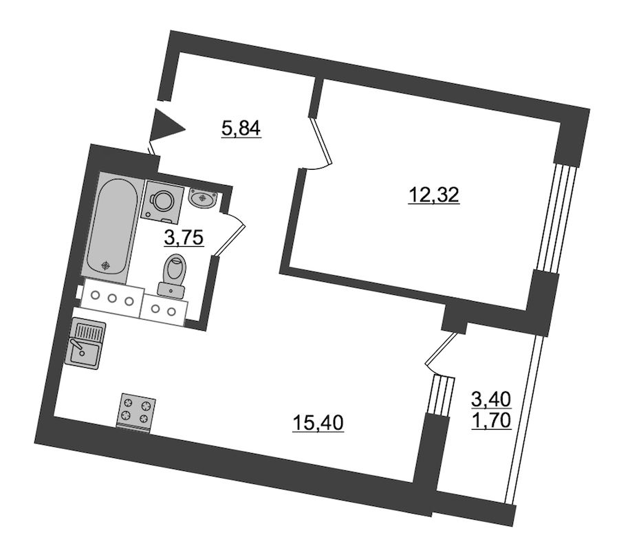 1-комнатная, 39 м² — ЖК ЖК ID Мурино (Айди Мурино)