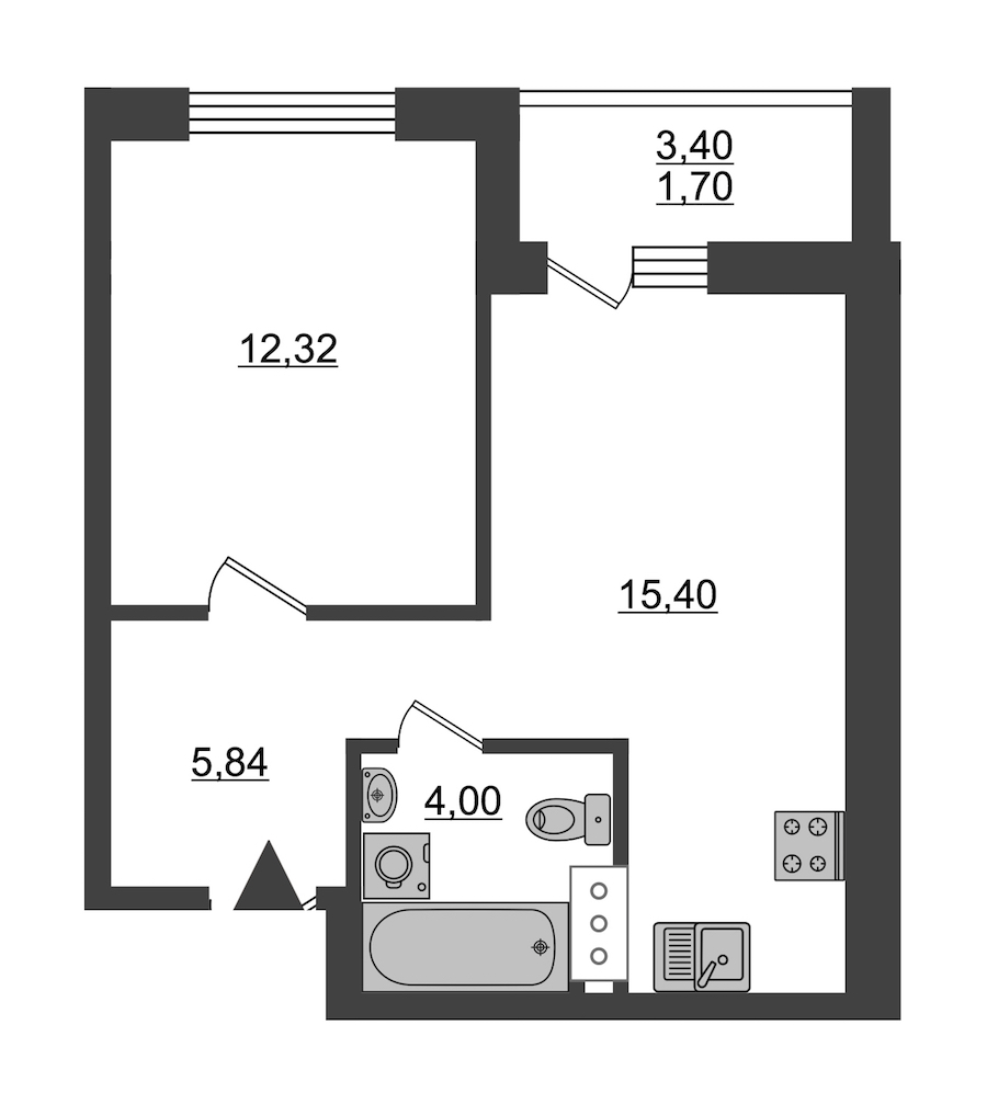 1-комнатная, 39 м² — ЖК ЖК ID Мурино (Айди Мурино)
