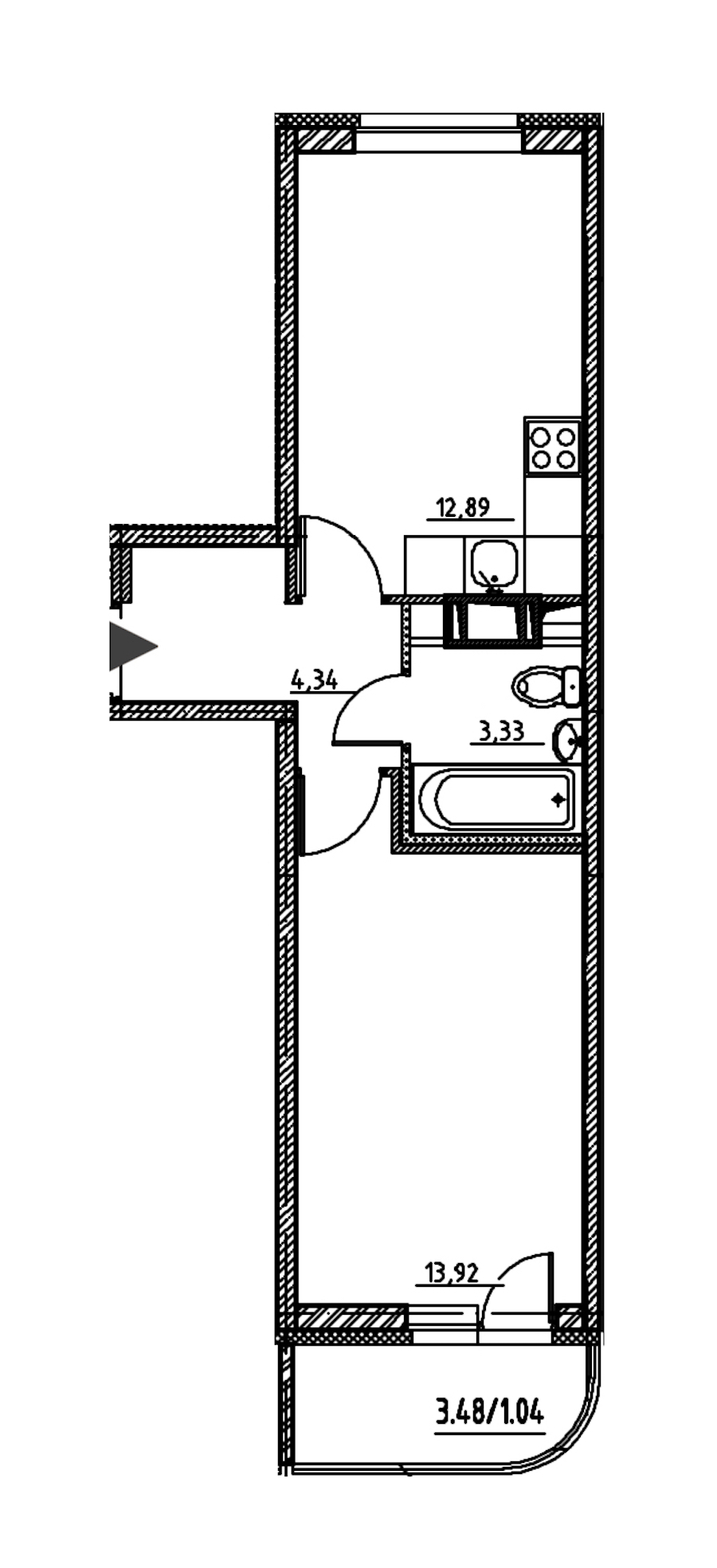 1-комнатная, 36 м² — ЖК ЖК Энфилд