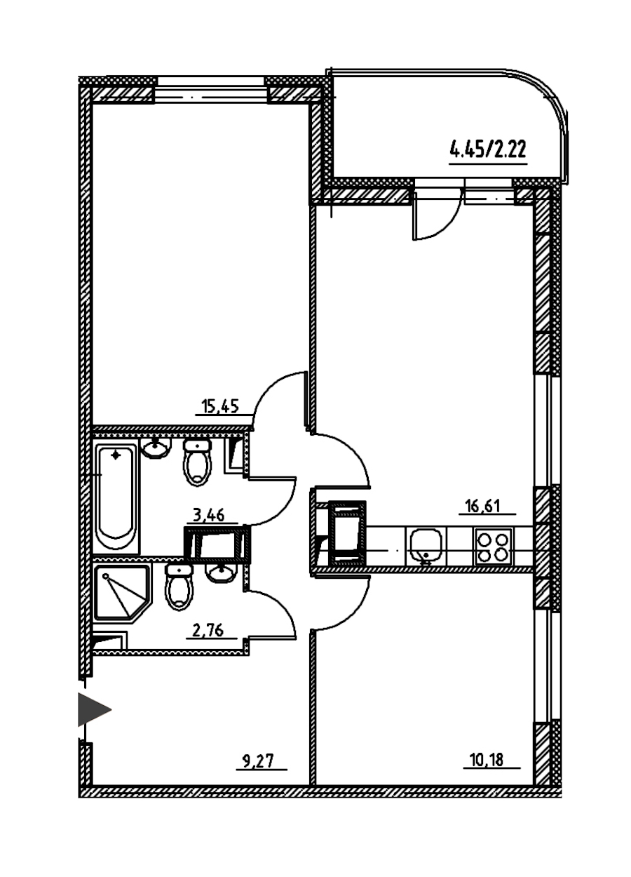 2-комнатная, 60 м² — ЖК ЖК Энфилд