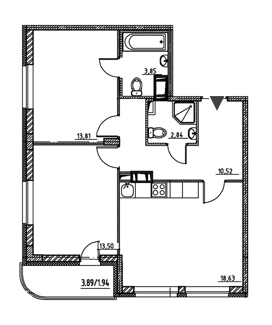 2-комнатная, 65 м² — ЖК ЖК Энфилд