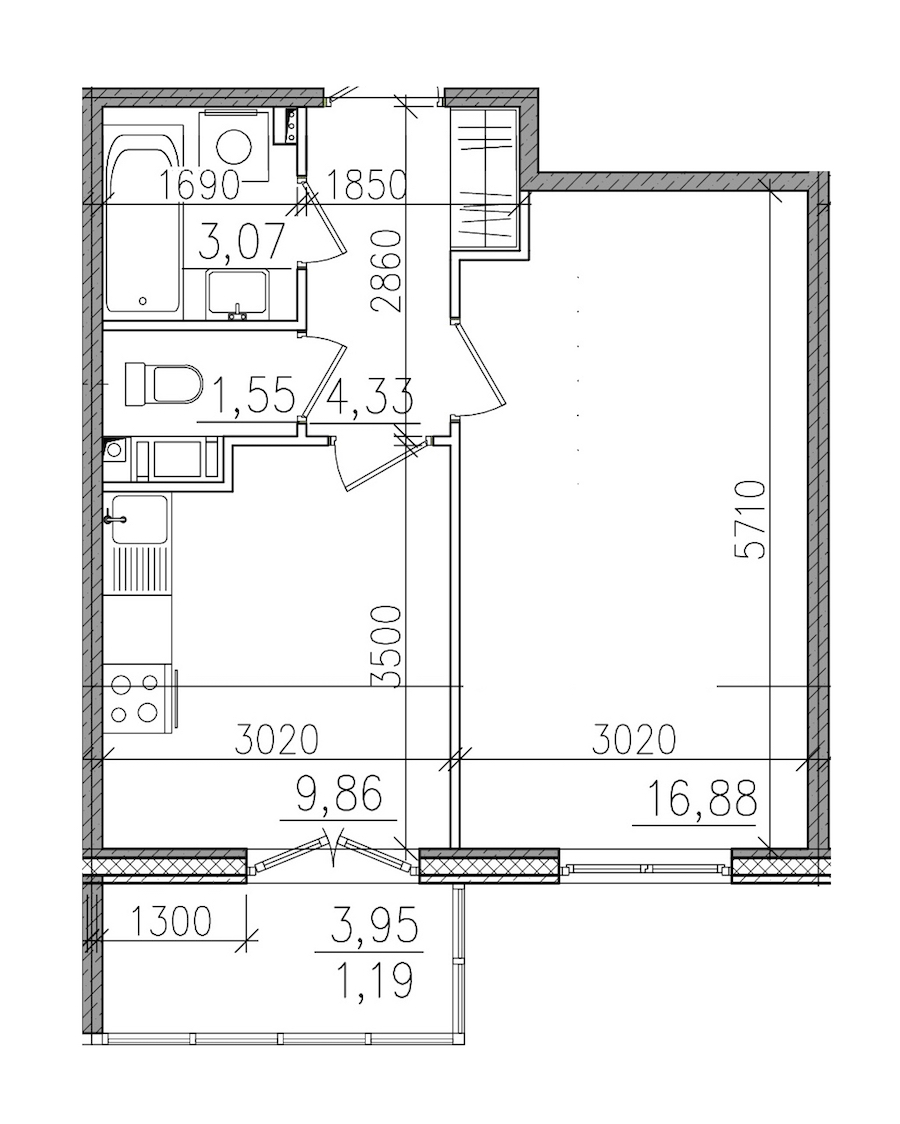 1-комнатная, 37 м² — ЖК ЖК Янила Драйв