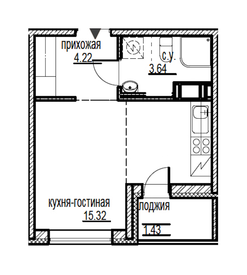 Студия, 25 м² — ЖК ЖК ID Мурино (Айди Мурино)