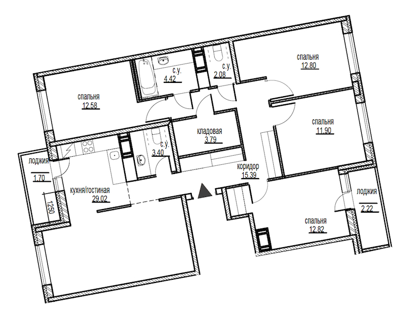 4-комнатная, 112 м² — ЖК ЖК ID Мурино (Айди Мурино)