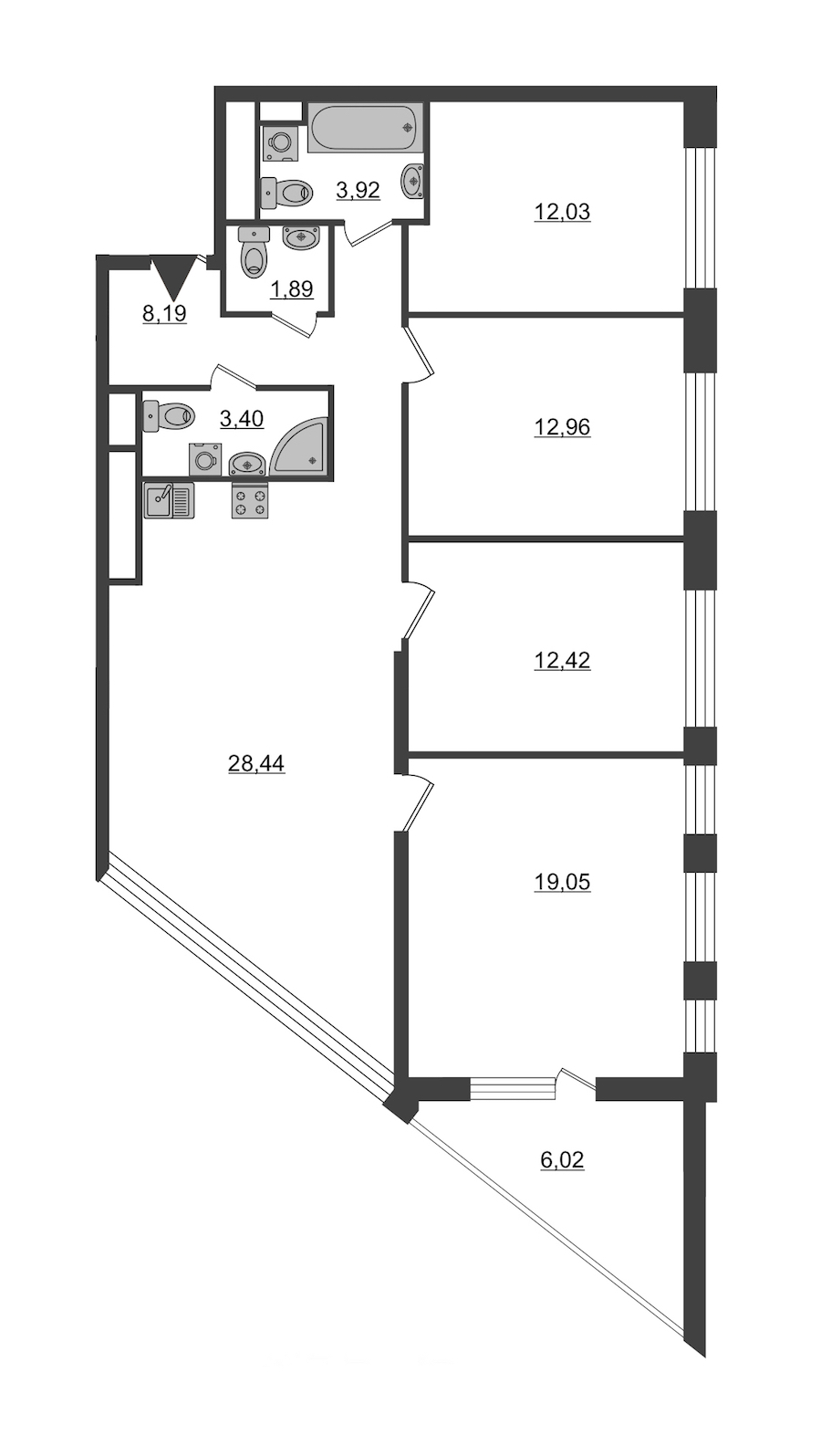 4-комнатная, 105 м² — ЖК ЖК Нью Тайм (New Time)