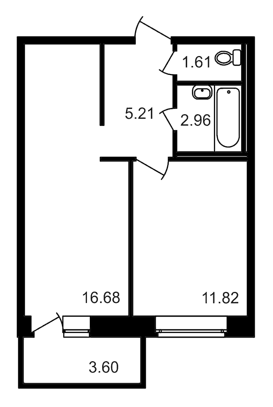 1-комнатная, 42 м² — ЖК ЖК Северный
