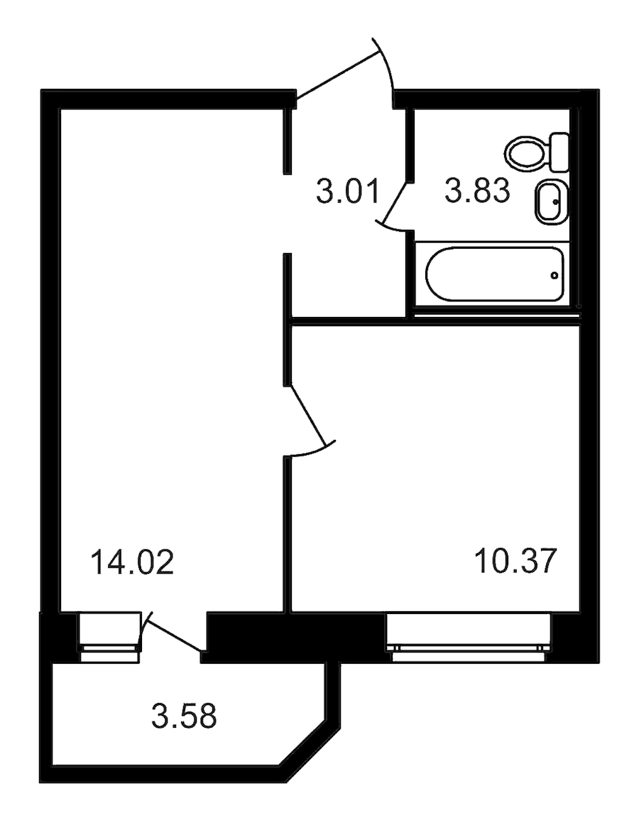 1-комнатная, 35 м² — ЖК ЖК Северный